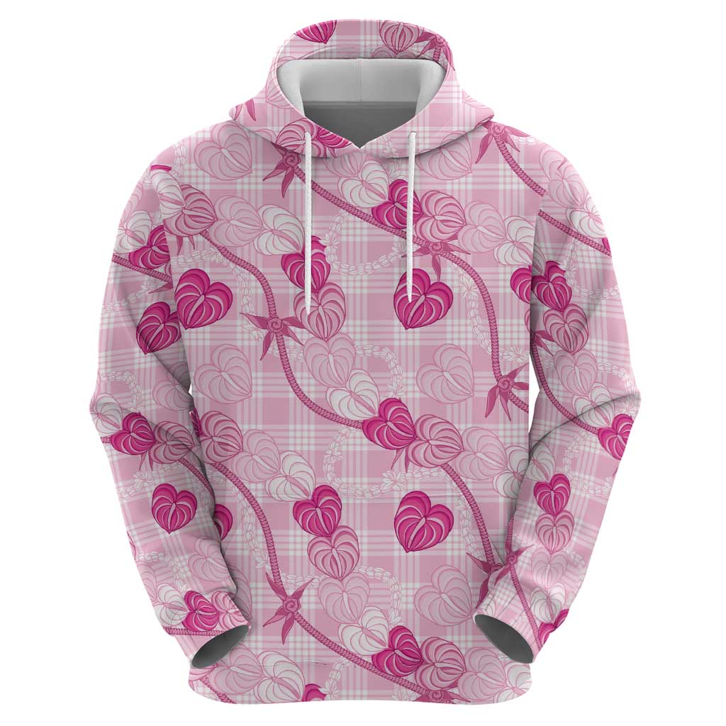 Anthurium Pikake Ti Leaf Palaka Hoodie Pink Version