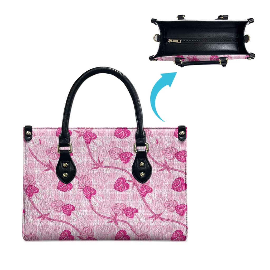 Anthurium Pikake Ti Leaf Palaka Leather Bag Pink Version