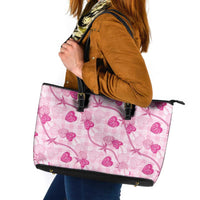 Anthurium Pikake Ti Leaf Palaka Leather Tote Bag Pink Version