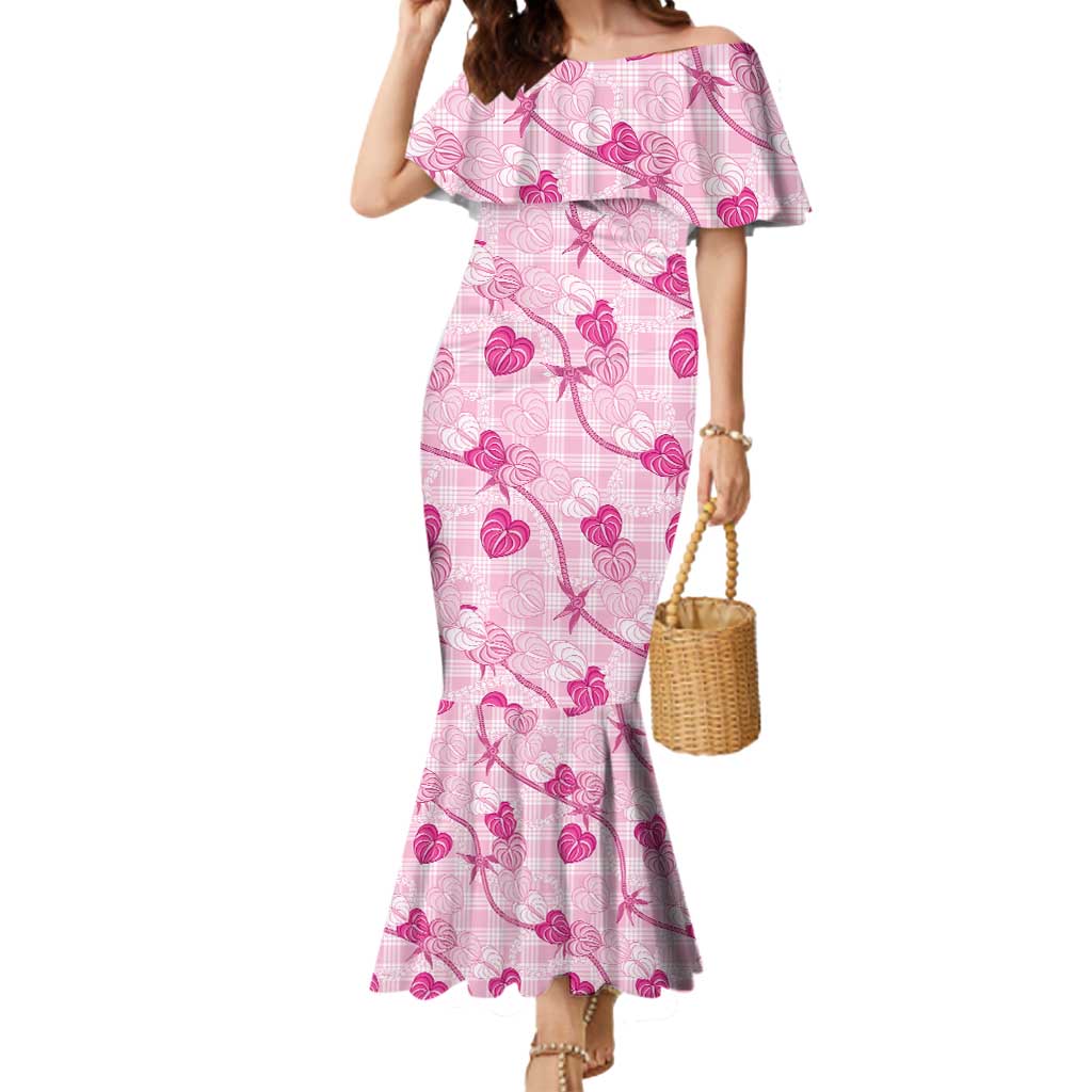 Anthurium Pikake Ti Leaf Palaka Mermaid Dress Pink Version