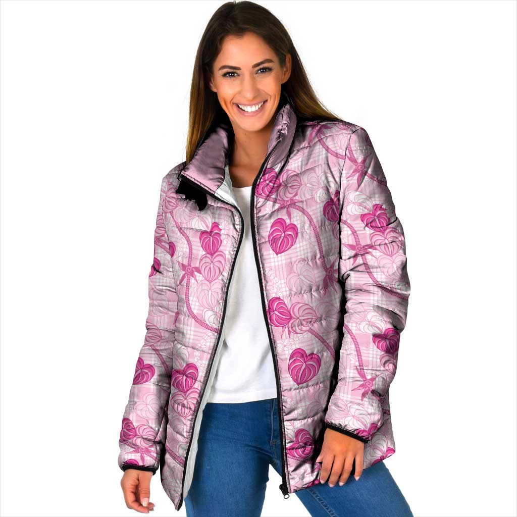 Anthurium Pikake Ti Leaf Palaka Padded Jacket Pink Version