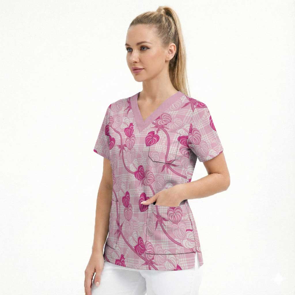 Anthurium Pikake Ti Leaf Palaka Scrub Top Pink Version