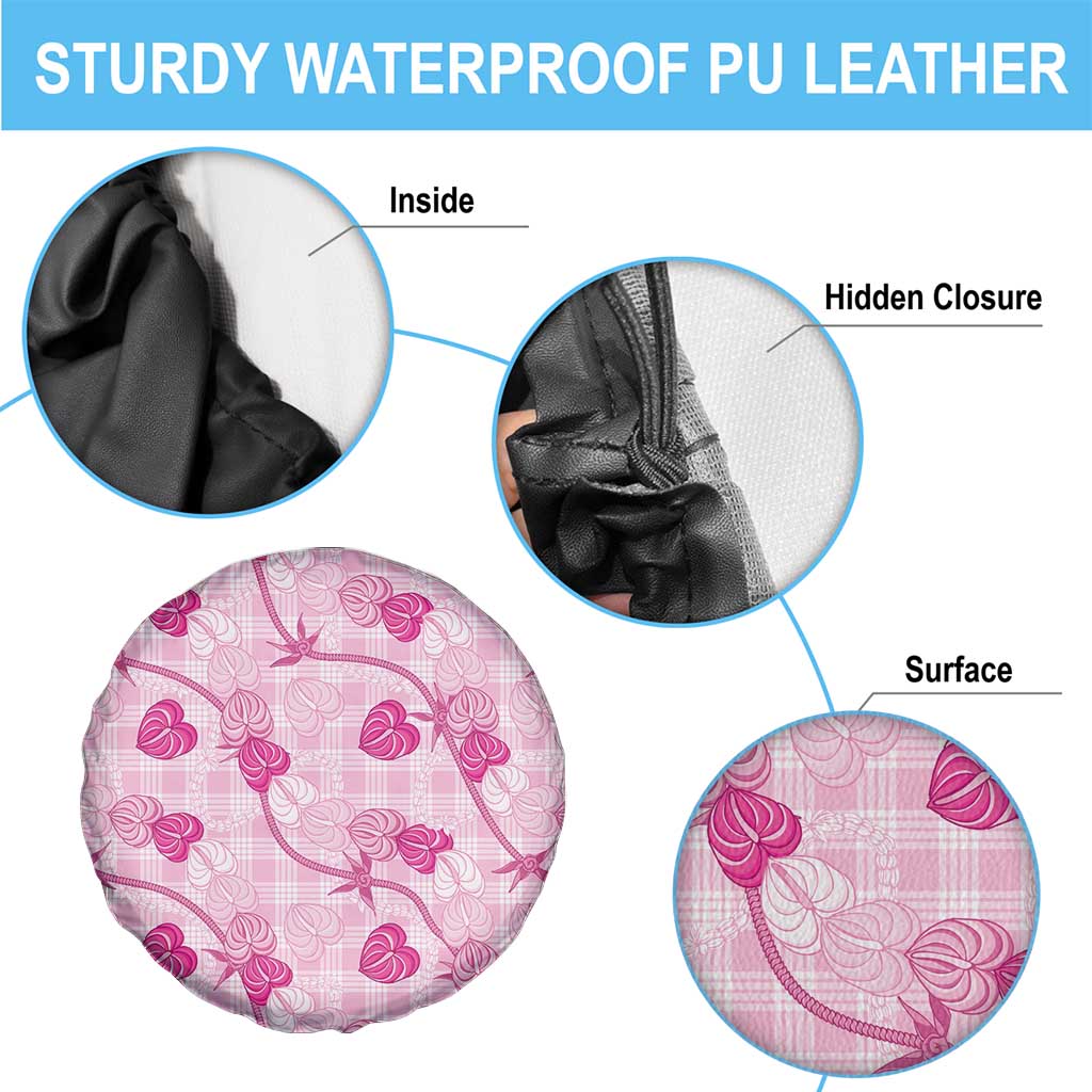 Anthurium Pikake Ti Leaf Palaka Spare Tire Cover Pink Version LT01 - Polynesian Pride