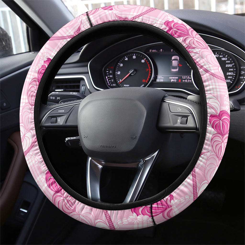 Anthurium Pikake Ti Leaf Palaka Steering Wheel Cover Pink Version
