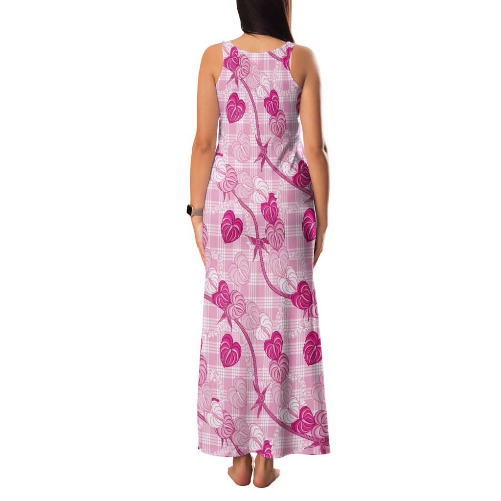 Anthurium Pikake Ti Leaf Palaka Tank Maxi Dress Pink Version