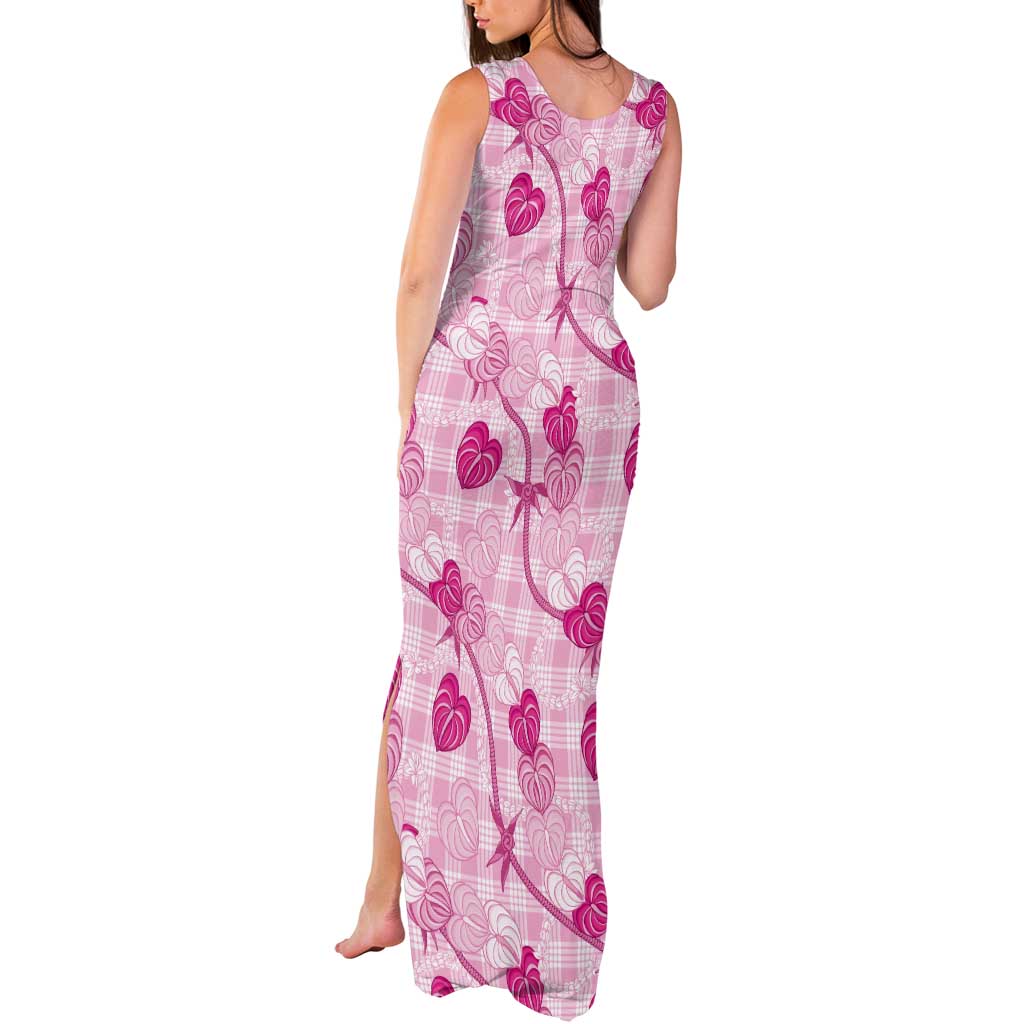 Anthurium Pikake Ti Leaf Palaka Tank Maxi Dress Pink Version