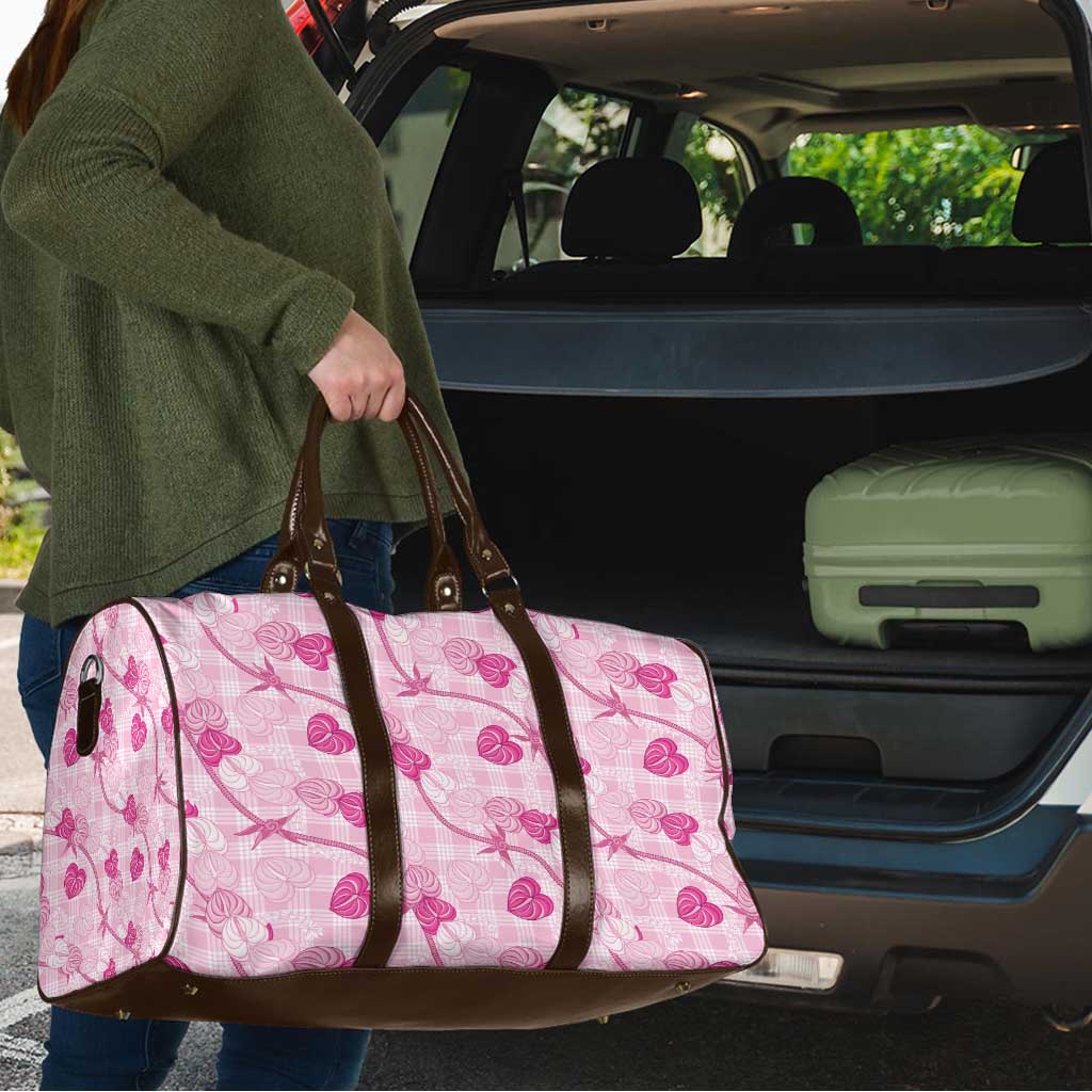 Anthurium Pikake Ti Leaf Palaka Travel Bag Pink Version