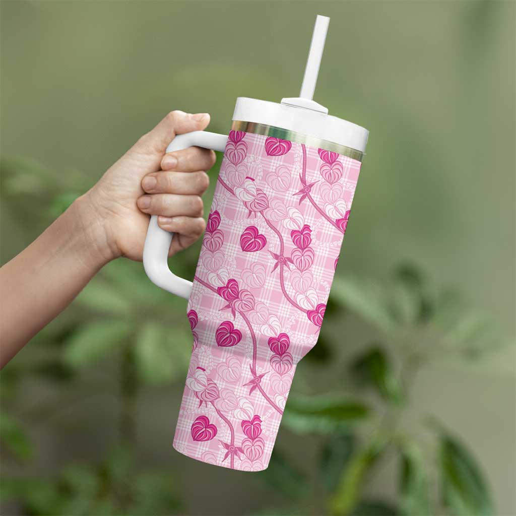 Anthurium Pikake Ti Leaf Palaka Tumbler With Handle Pink Version