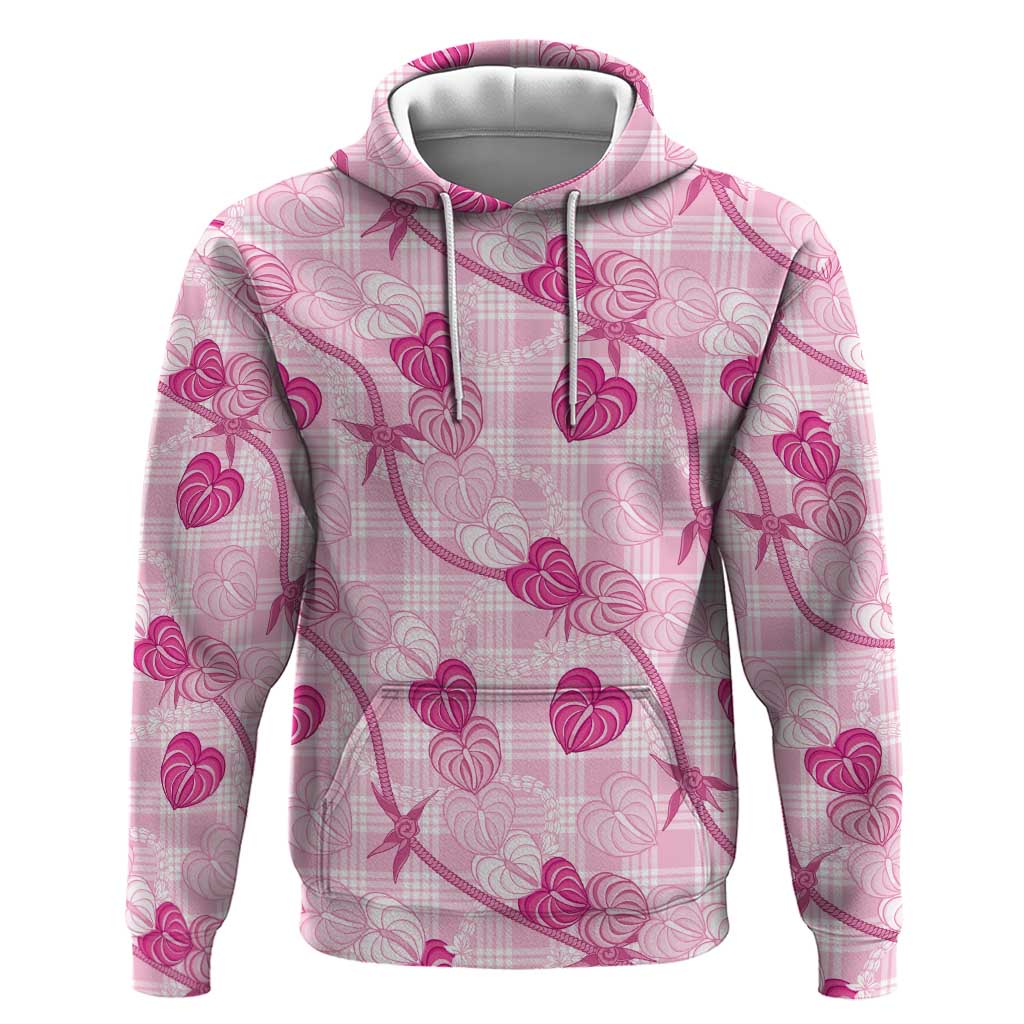 Anthurium Pikake Ti Leaf Palaka Zip Hoodie Pink Version