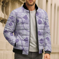 Anthurium Pikake Ti Leaf Palaka Bomber Puffer Jacket Purple Version