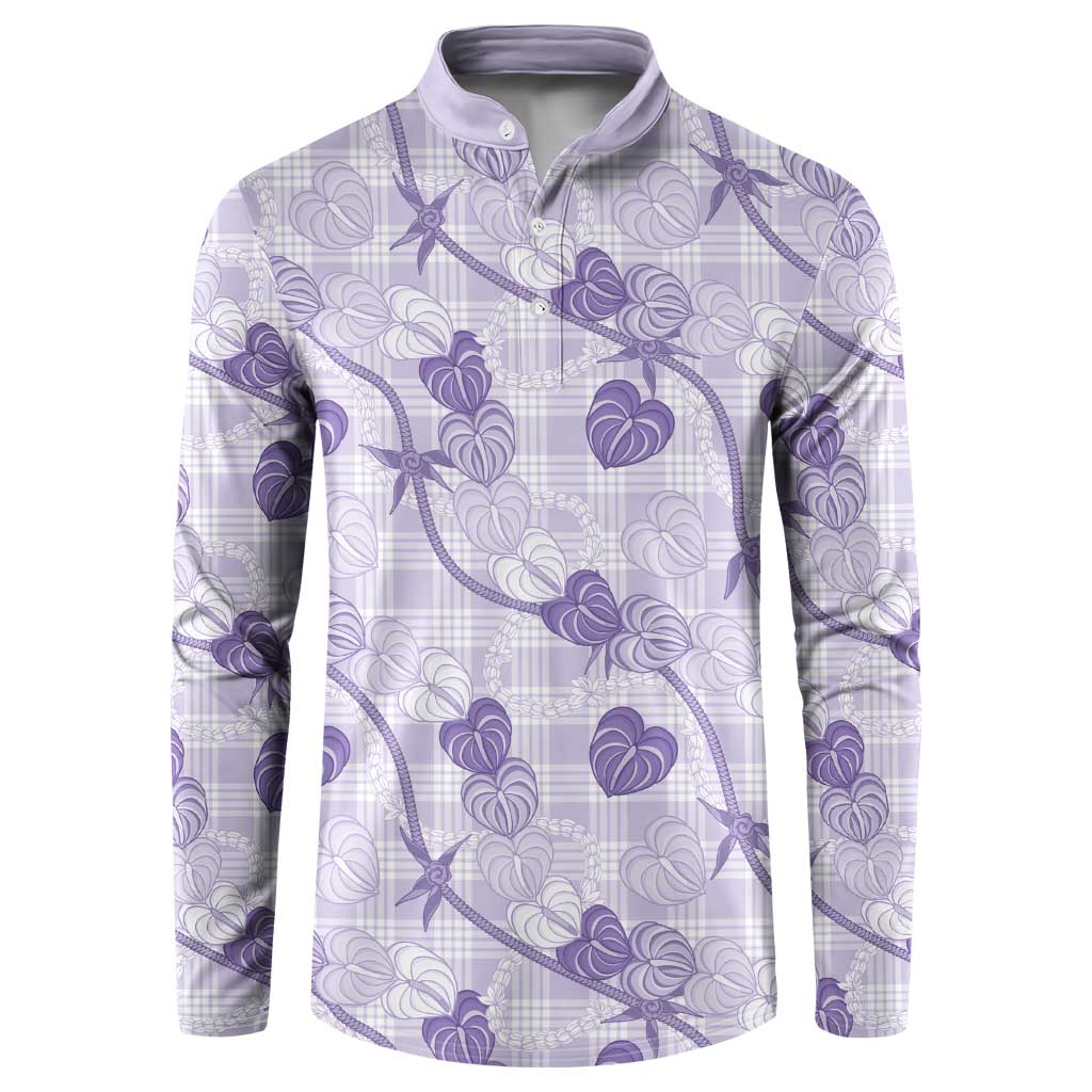 Anthurium Pikake Ti Leaf Palaka Button Sweatshirt Purple Version