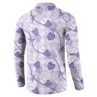 Anthurium Pikake Ti Leaf Palaka Button Sweatshirt Purple Version