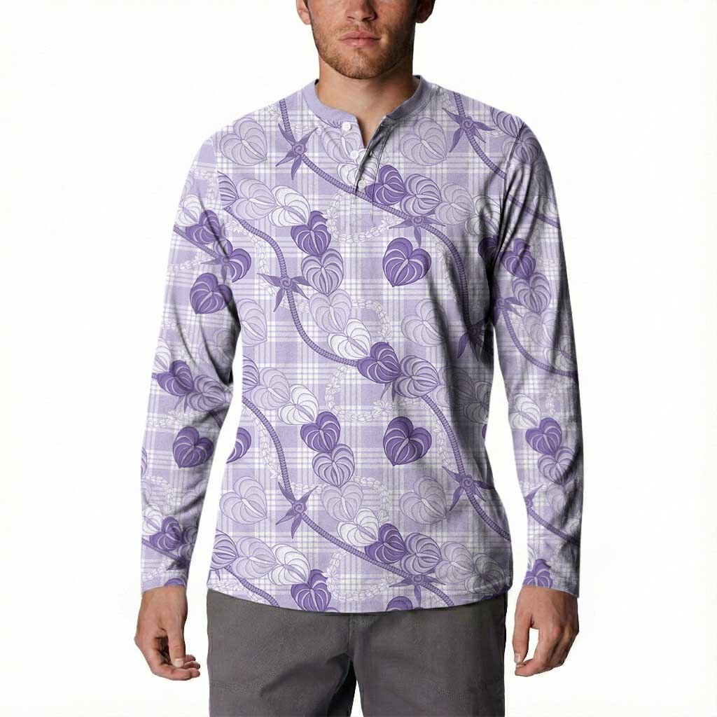 Anthurium Pikake Ti Leaf Palaka Button Sweatshirt Purple Version