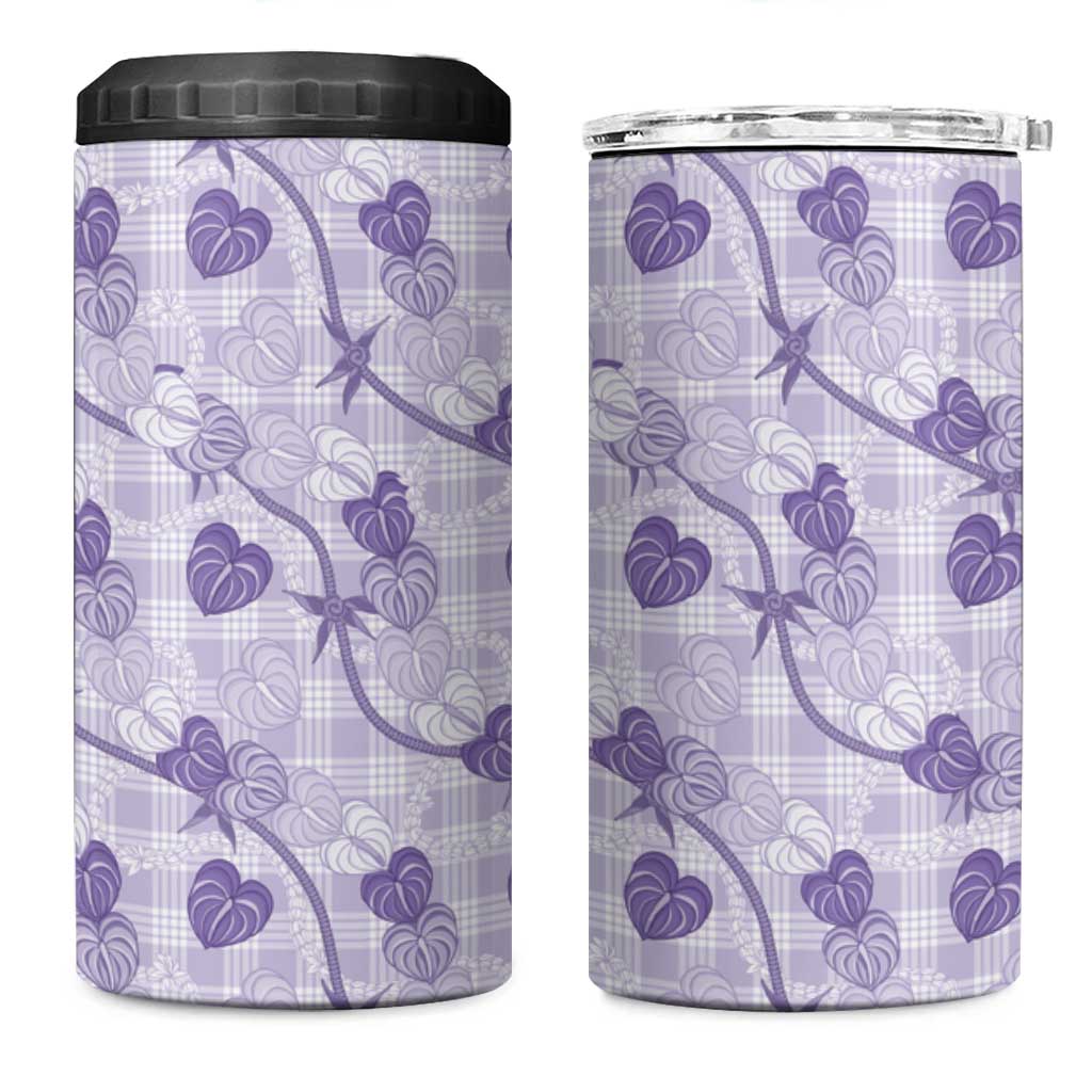 Anthurium Pikake Ti Leaf Palaka 4 in 1 Can Cooler Tumbler Purple Version