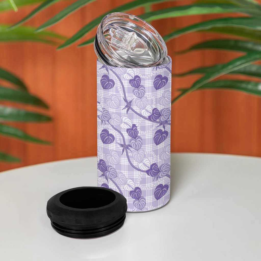 Anthurium Pikake Ti Leaf Palaka 4 in 1 Can Cooler Tumbler Purple Version