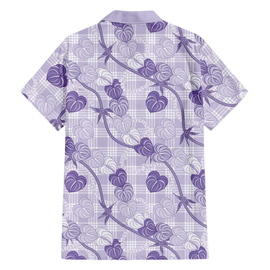 Anthurium Pikake Ti Leaf Palaka Family Matching Off The Shoulder Long Sleeve Dress and Hawaiian Shirt Purple Version