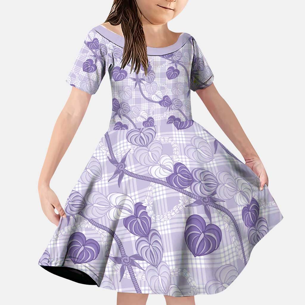 Anthurium Pikake Ti Leaf Palaka Family Matching Summer Maxi Dress and Hawaiian Shirt Purple Version