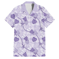 Anthurium Pikake Ti Leaf Palaka Family Matching Summer Maxi Dress and Hawaiian Shirt Purple Version