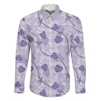 Anthurium Pikake Ti Leaf Palaka Family Matching Summer Maxi Dress and Hawaiian Shirt Purple Version