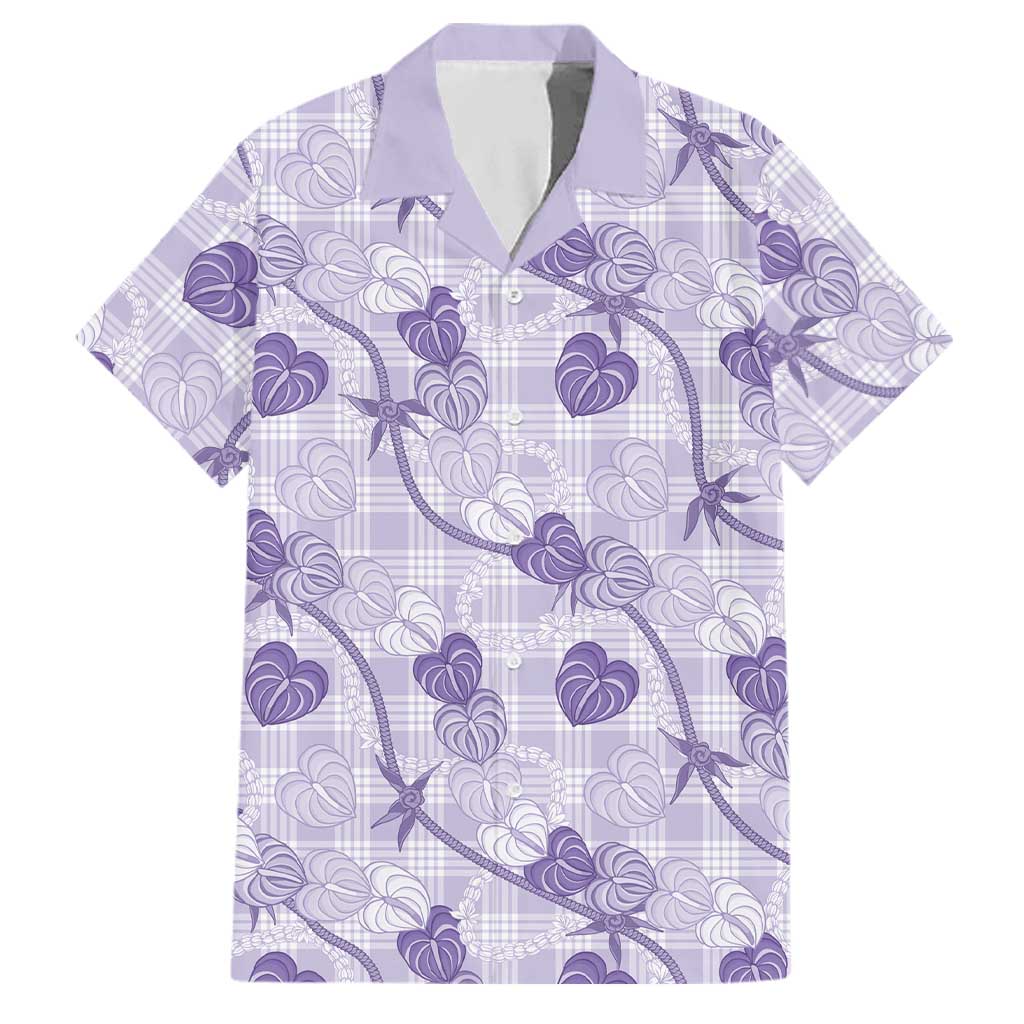 Anthurium Pikake Ti Leaf Palaka Family Matching Tank Maxi Dress and Hawaiian Shirt Purple Version