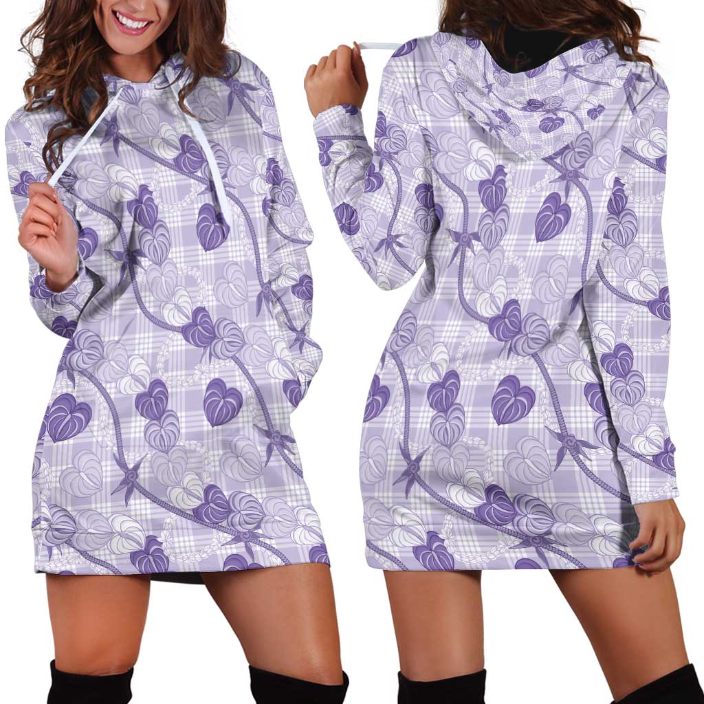 Anthurium Pikake Ti Leaf Palaka Hoodie Dress Purple Version