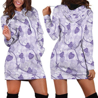 Anthurium Pikake Ti Leaf Palaka Hoodie Dress Purple Version