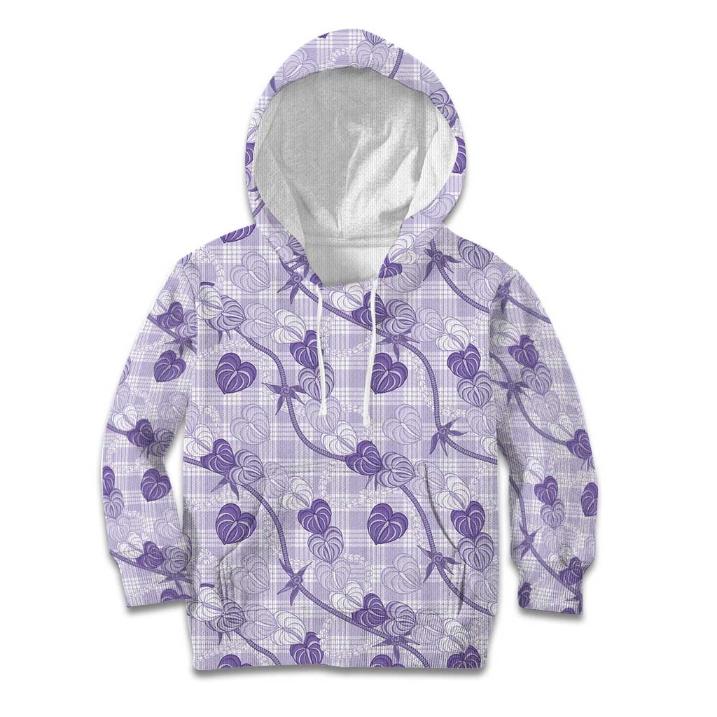 Anthurium Pikake Ti Leaf Palaka Kid Hoodie Purple Version