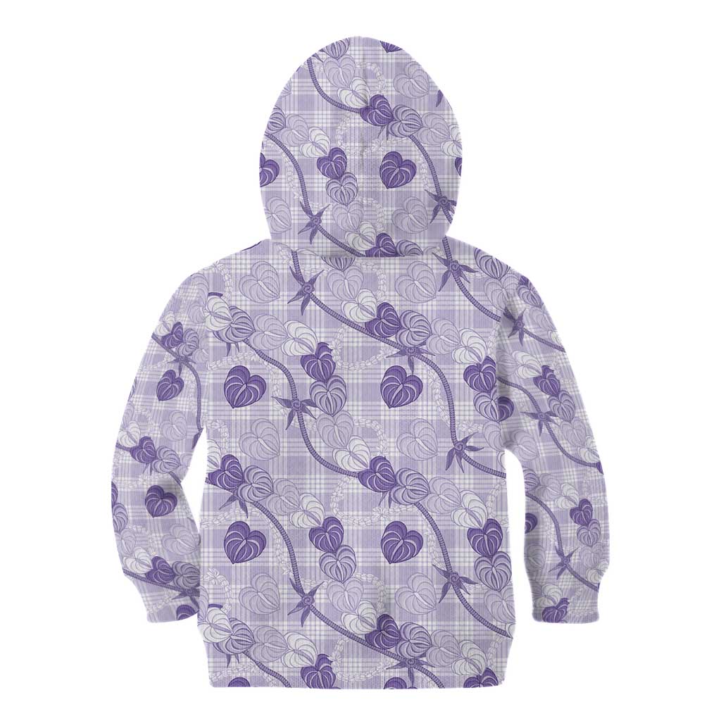 Anthurium Pikake Ti Leaf Palaka Kid Hoodie Purple Version