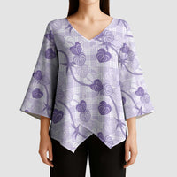 Anthurium Pikake Ti Leaf Palaka Kimono Sleeve Blouse Purple Version