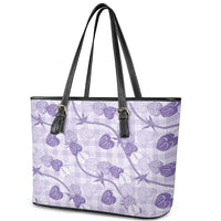 Anthurium Pikake Ti Leaf Palaka Leather Tote Bag Purple Version
