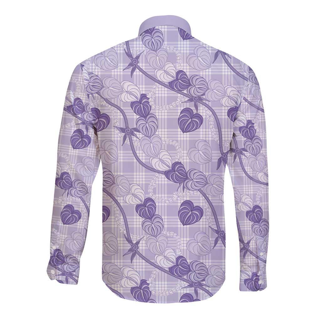 Anthurium Pikake Ti Leaf Palaka Long Sleeve Button Shirt Purple Version