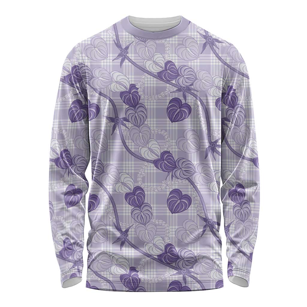 Anthurium Pikake Ti Leaf Palaka Long Sleeve Shirt Purple Version