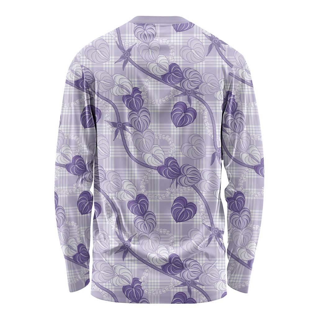 Anthurium Pikake Ti Leaf Palaka Long Sleeve Shirt Purple Version