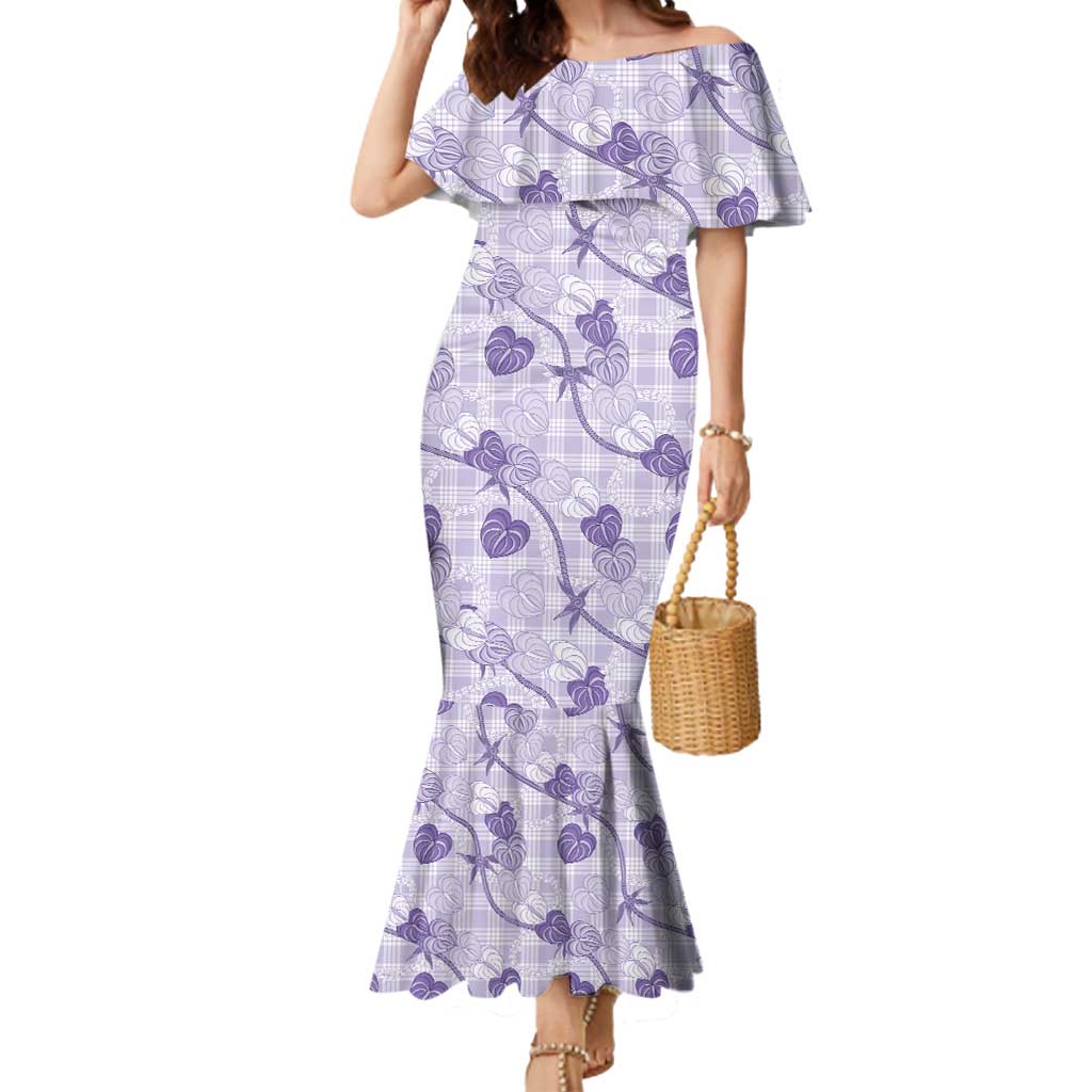 Anthurium Pikake Ti Leaf Palaka Mermaid Dress Purple Version