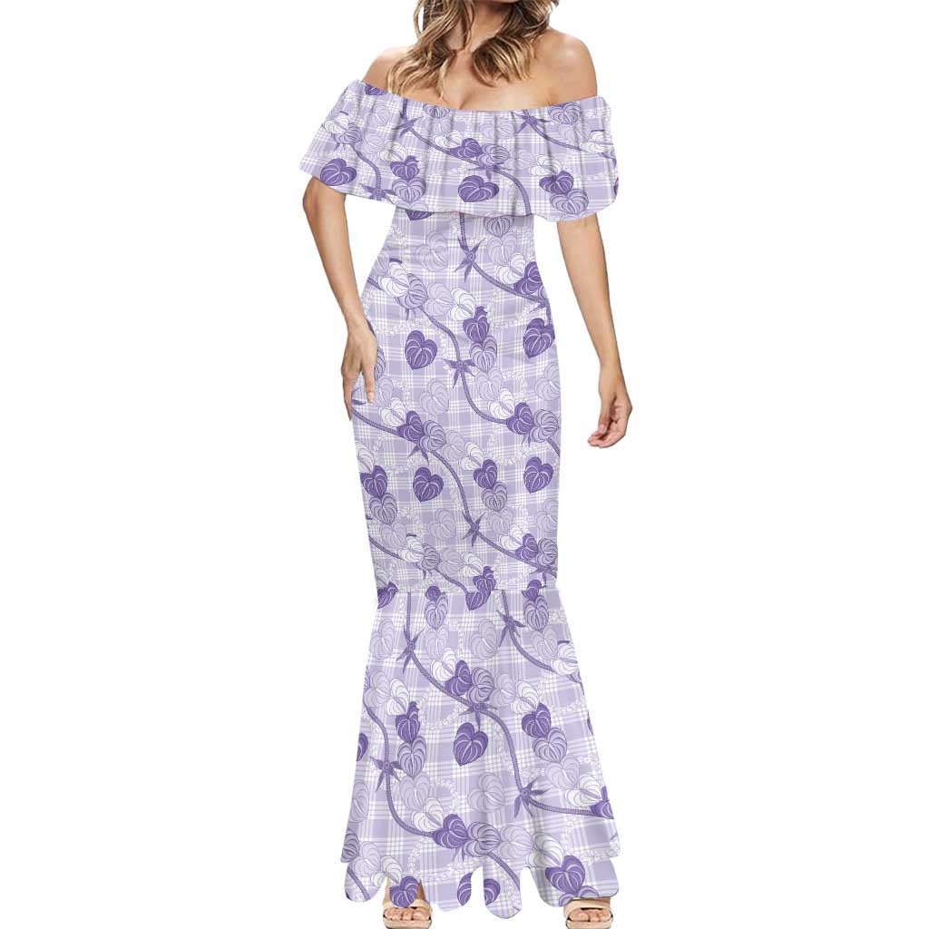 Anthurium Pikake Ti Leaf Palaka Mermaid Dress Purple Version