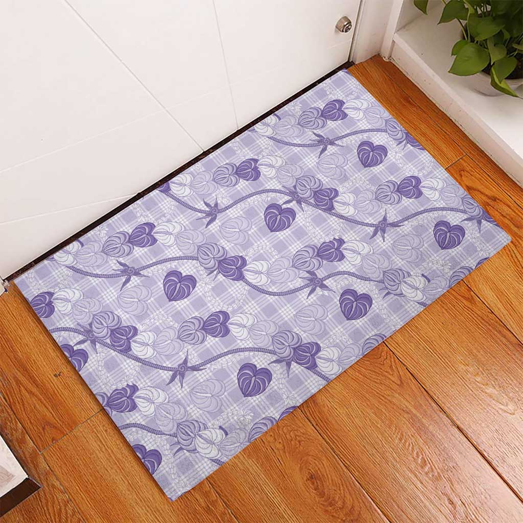 Anthurium Pikake Ti Leaf Palaka Rubber Doormat Purple Version