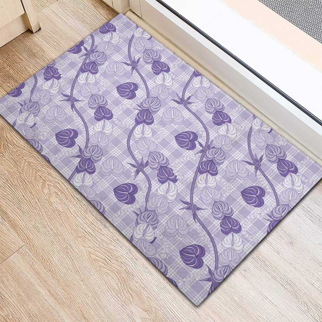 Anthurium Pikake Ti Leaf Palaka Rubber Doormat Purple Version