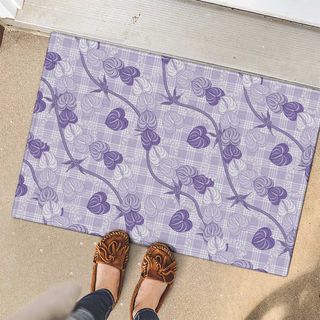 Anthurium Pikake Ti Leaf Palaka Rubber Doormat Purple Version