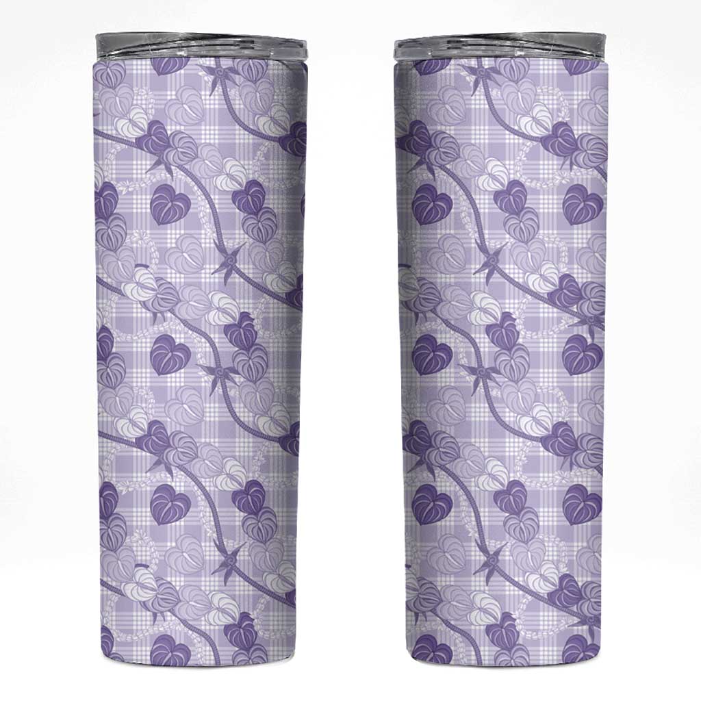 Anthurium Pikake Ti Leaf Palaka Skinny Tumbler Purple Version LT01 Purple - Polynesian Pride