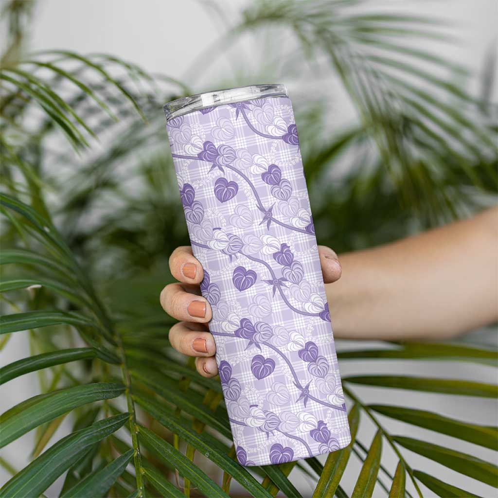 Anthurium Pikake Ti Leaf Palaka Skinny Tumbler Purple Version LT01 - Polynesian Pride