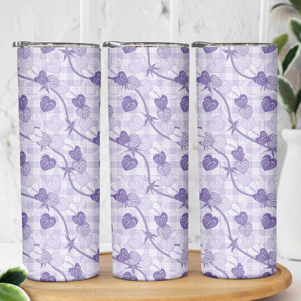 Anthurium Pikake Ti Leaf Palaka Skinny Tumbler Purple Version LT01 - Polynesian Pride