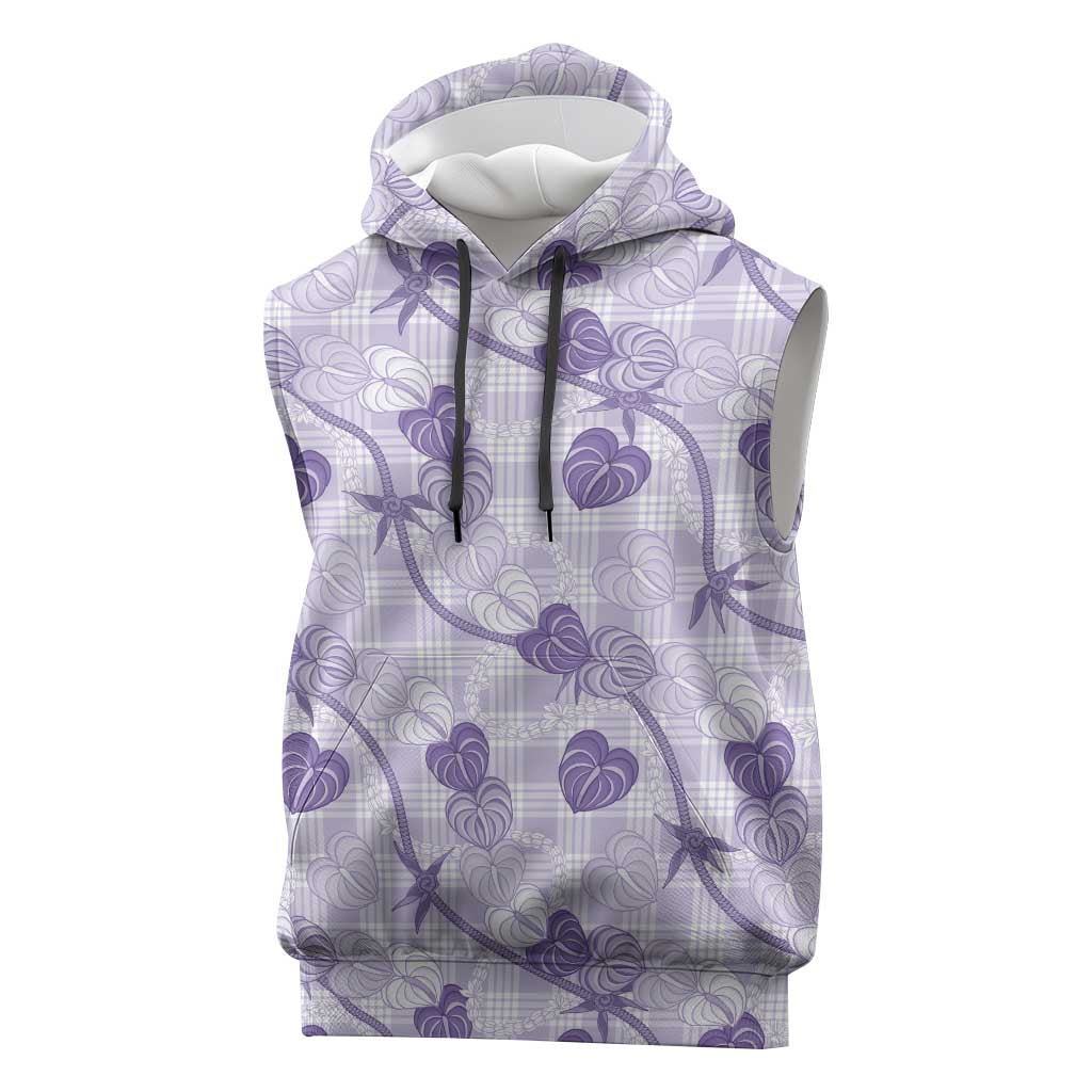 Anthurium Pikake Ti Leaf Palaka Sleeveless Hoodie Purple Version