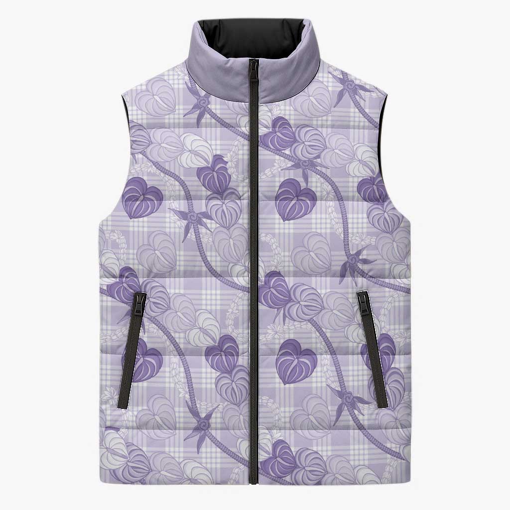 Anthurium Pikake Ti Leaf Palaka Sleeveless Puffer Jacket Purple Version