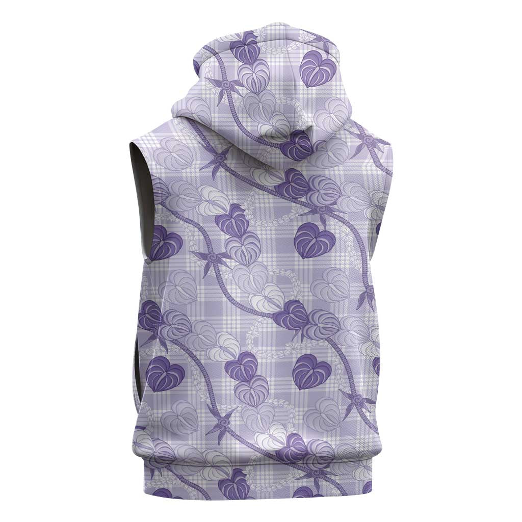 Anthurium Pikake Ti Leaf Palaka Sleeveless Zip Hoodie Purple Version