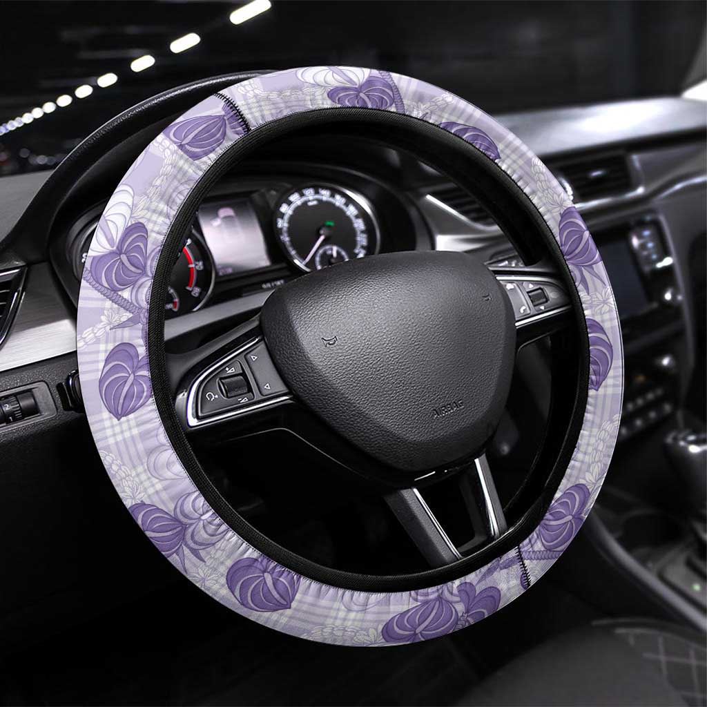 Anthurium Pikake Ti Leaf Palaka Steering Wheel Cover Purple Version