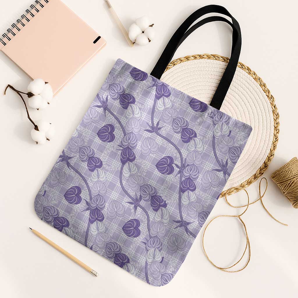 Anthurium Pikake Ti Leaf Palaka Tote Bag Purple Version