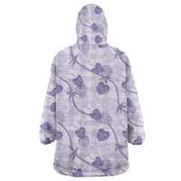 Anthurium Pikake Ti Leaf Palaka Wearable Blanket Hoodie Purple Version
