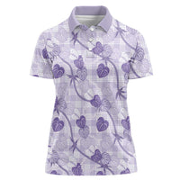 Anthurium Pikake Ti Leaf Palaka Women Polo Shirt Purple Version