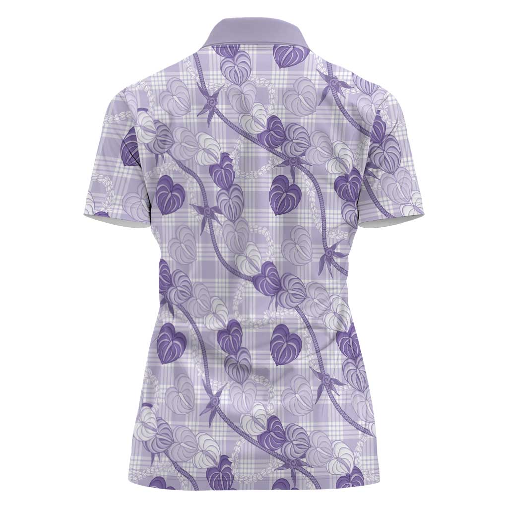 Anthurium Pikake Ti Leaf Palaka Women Polo Shirt Purple Version
