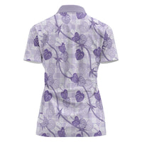 Anthurium Pikake Ti Leaf Palaka Women Polo Shirt Purple Version